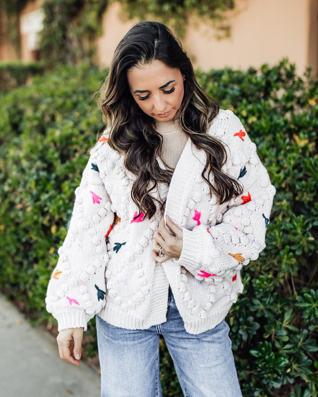 The Molly Floral Stitch Sweater Cardigan