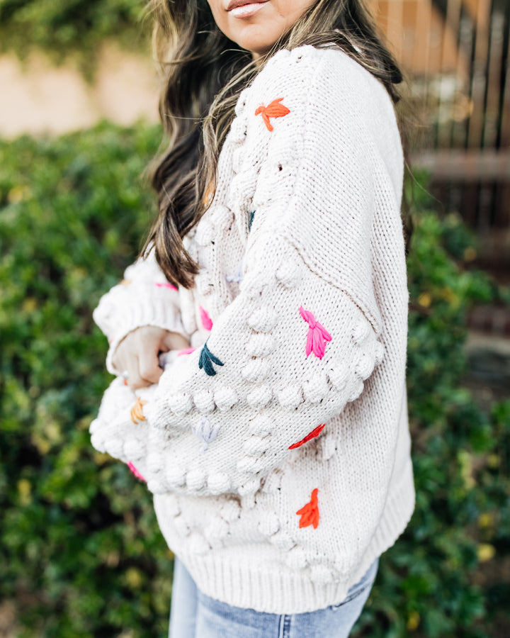 The Molly Floral Stitch Sweater Cardigan