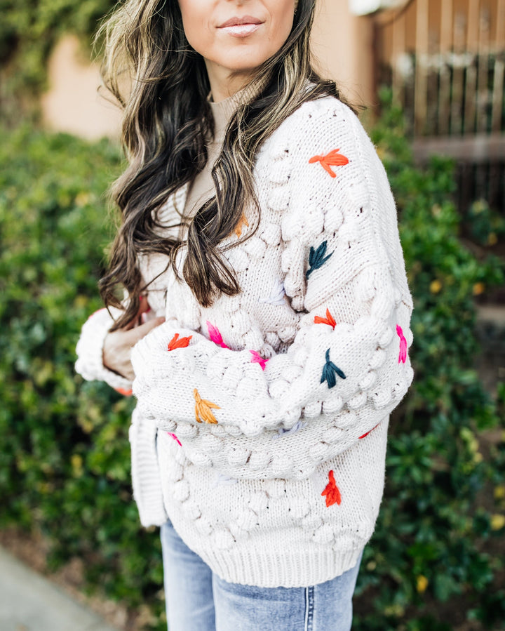 The Molly Floral Stitch Sweater Cardigan