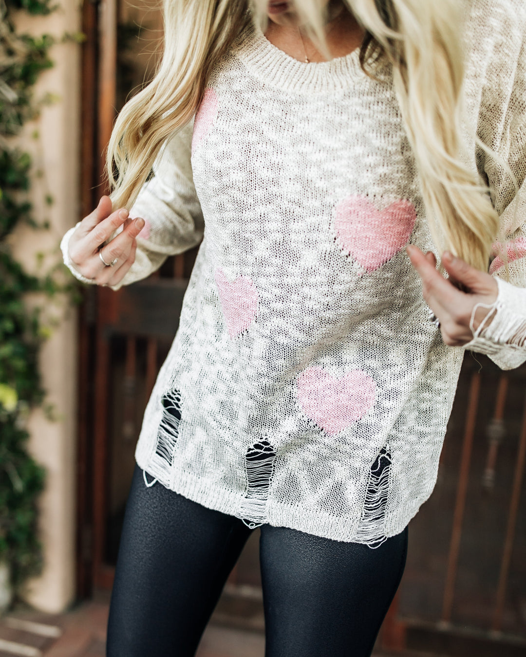 Distressed Sweet Heart Sweater