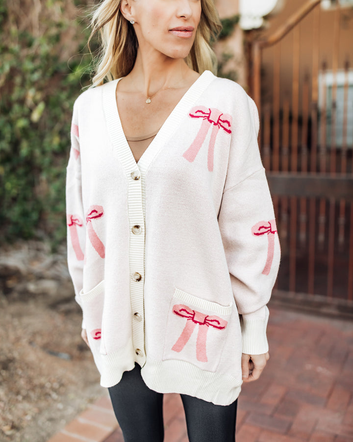 So Pretty Bow Tie Oversized Cardigan