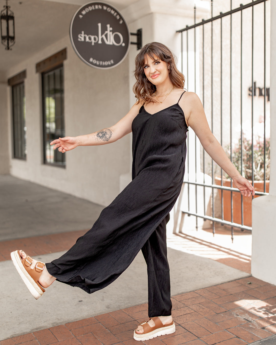 The Calista Pleated Jumpsuit – Black