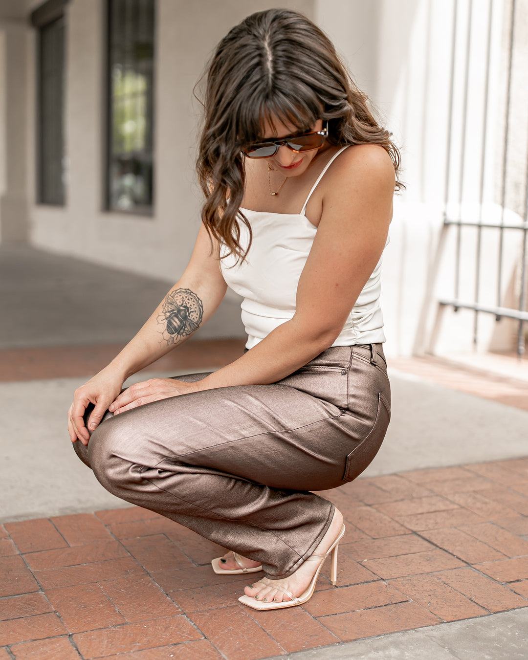 Sundaze High Rise Vintage Straight in Coated Penny by Daze Denim