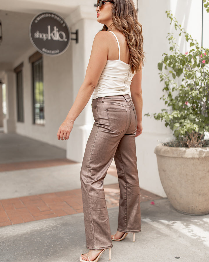 Sundaze High Rise Vintage Straight in Coated Penny by Daze Denim