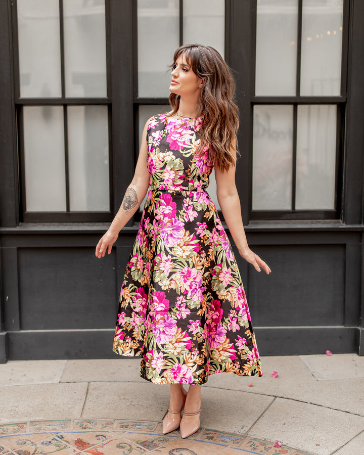 The Corinne Flower Print Midi Dress
