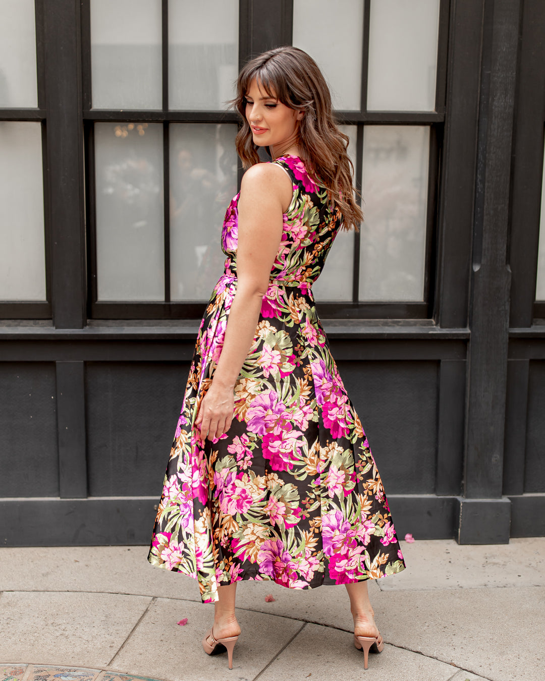 The Corinne Flower Print Midi Dress