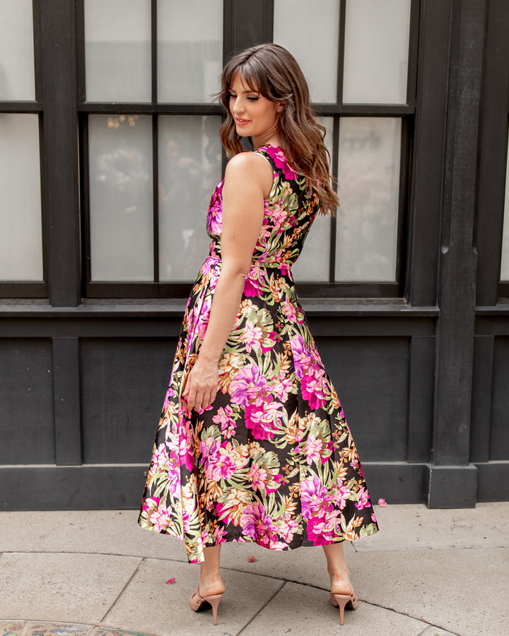 The Corinne Flower Print Midi Dress
