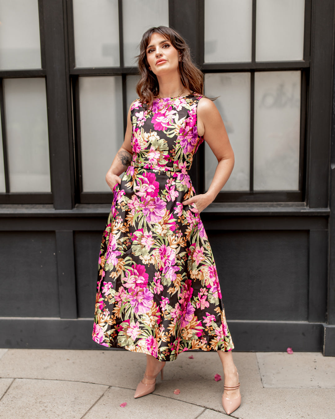 The Corinne Flower Print Midi Dress