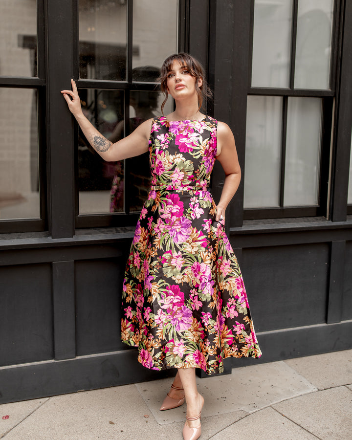 The Corinne Flower Print Midi Dress