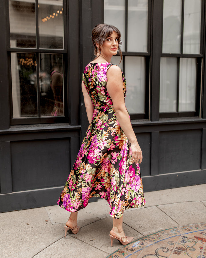 The Corinne Flower Print Midi Dress