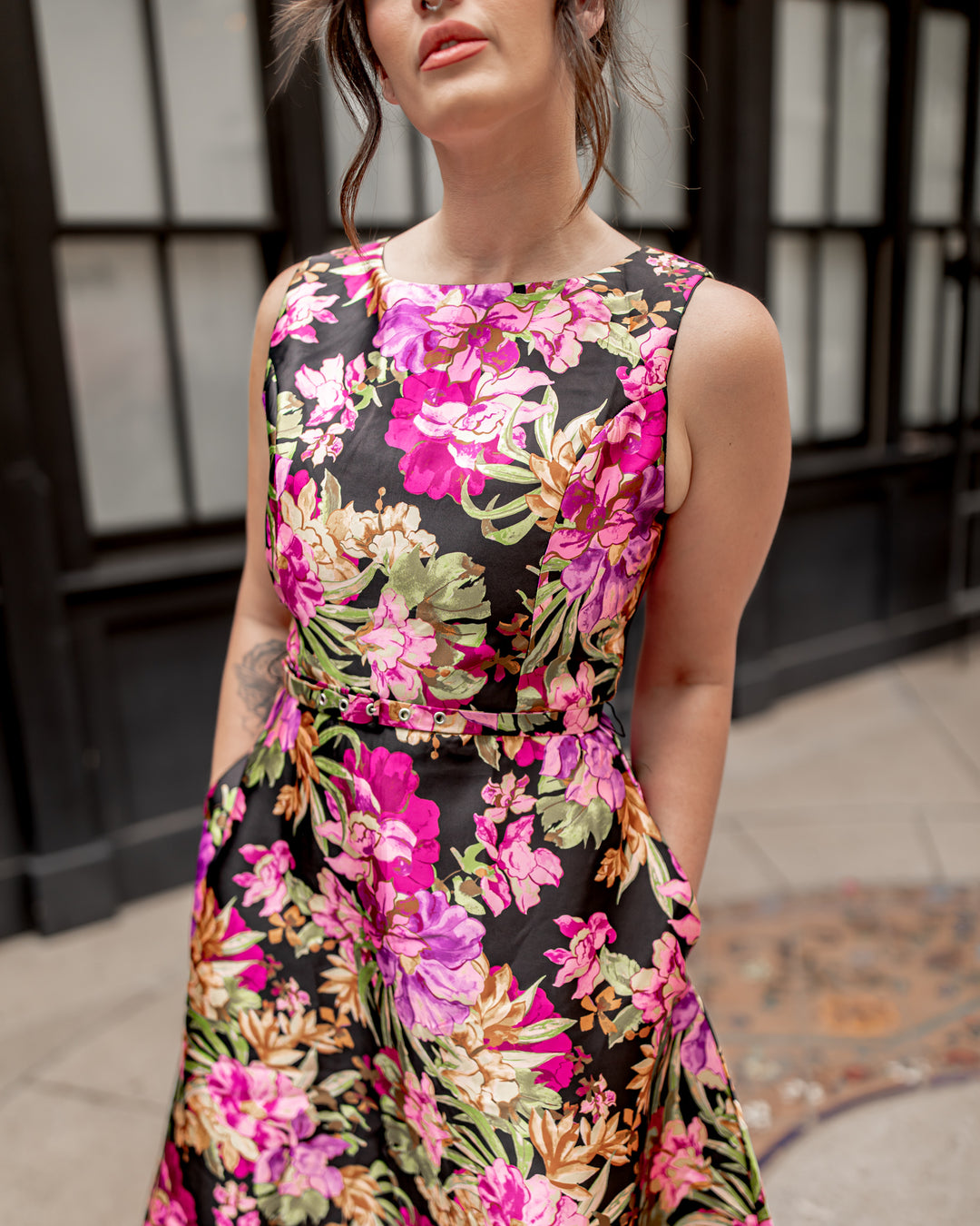 The Corinne Flower Print Midi Dress
