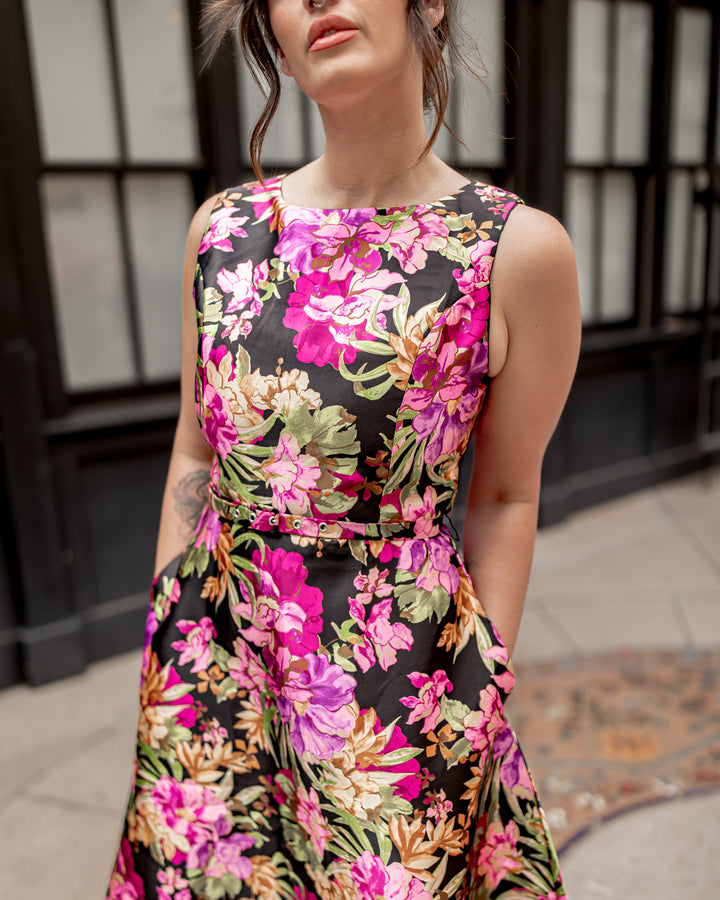 The Corinne Flower Print Midi Dress