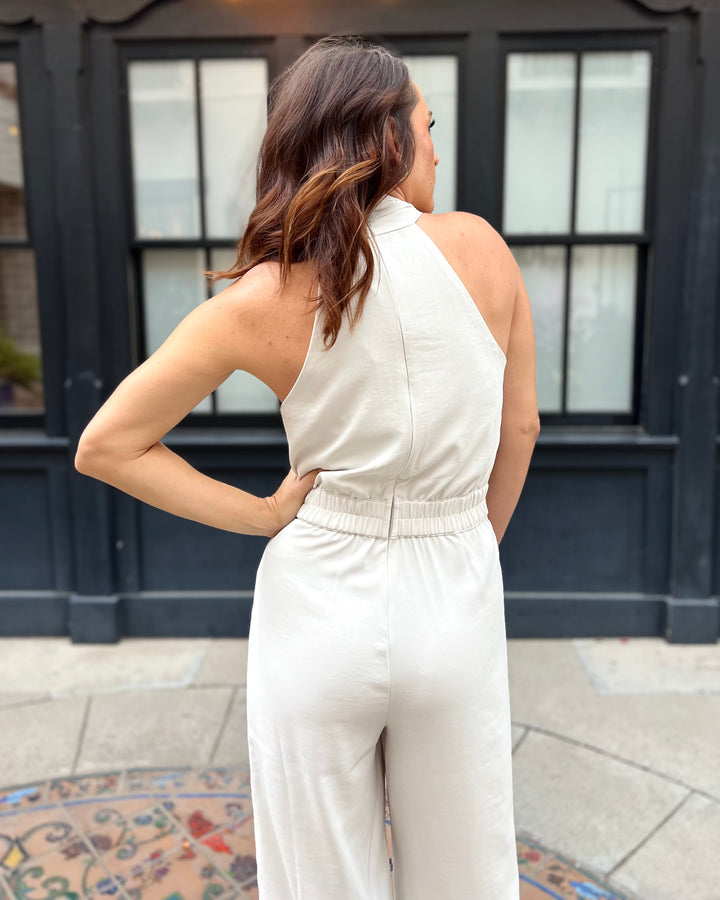 The Colette Halter Jumpsuit - Oyster