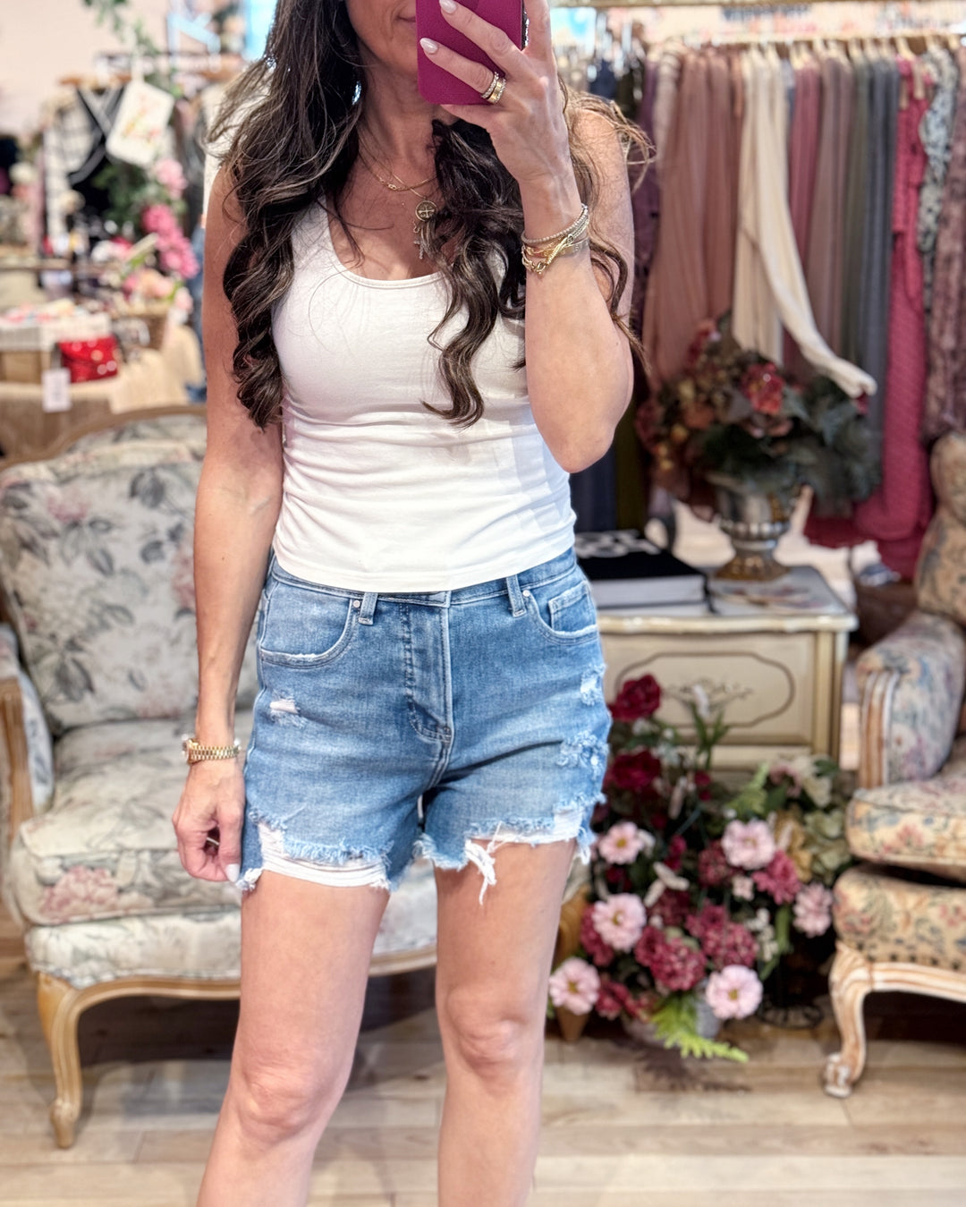 The Holly Distressed Denim Shorts