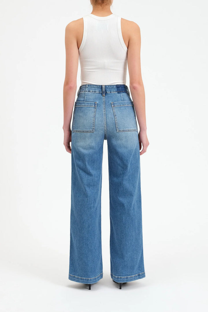 Far Out High Rise Wide Leg Jean in Pure by Daze Denim