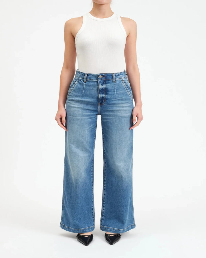 Far Out High Rise Wide Leg Jean in Pure by Daze Denim