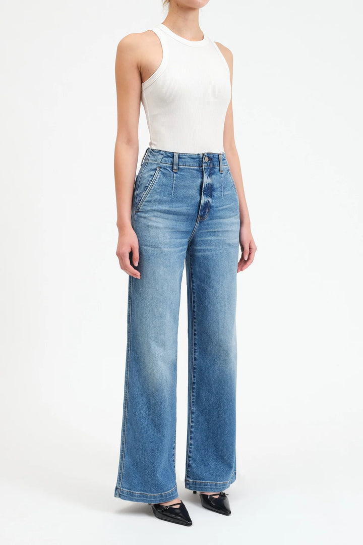 Far Out High Rise Wide Leg Jean in Pure by Daze Denim