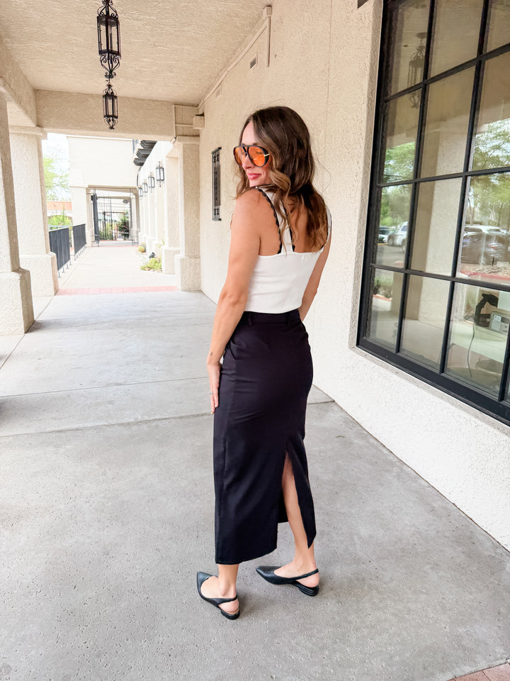 The Margot Pearl Ribbed Tank - White