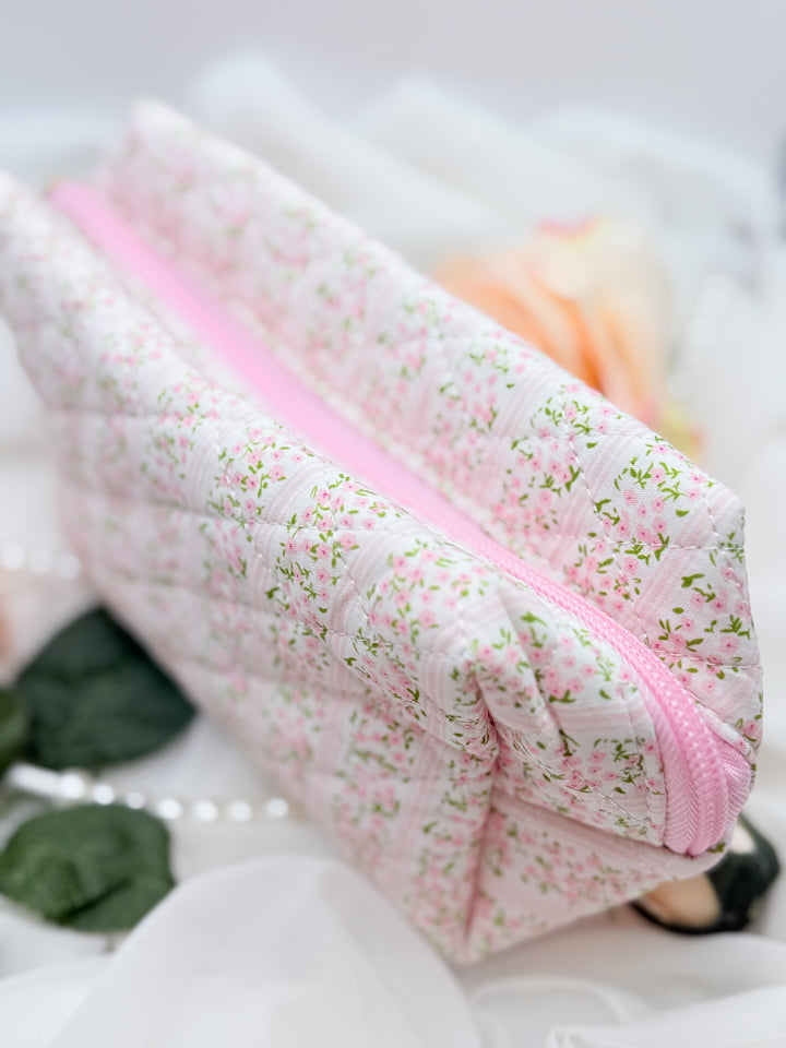 The Floral Quilted Cosmetic Pouch
