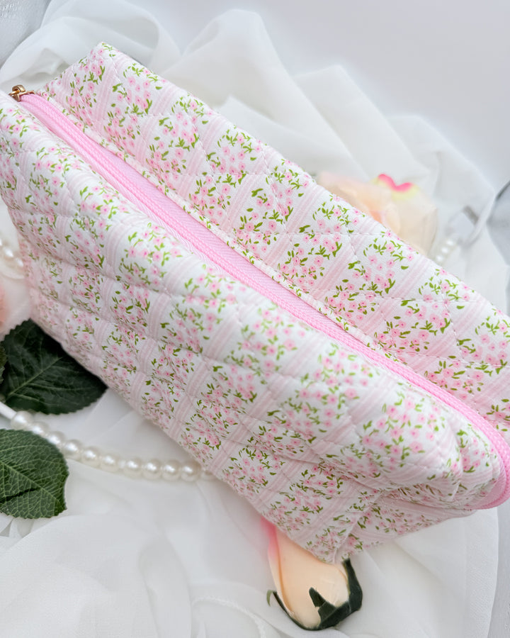 The Floral Quilted Cosmetic Pouch
