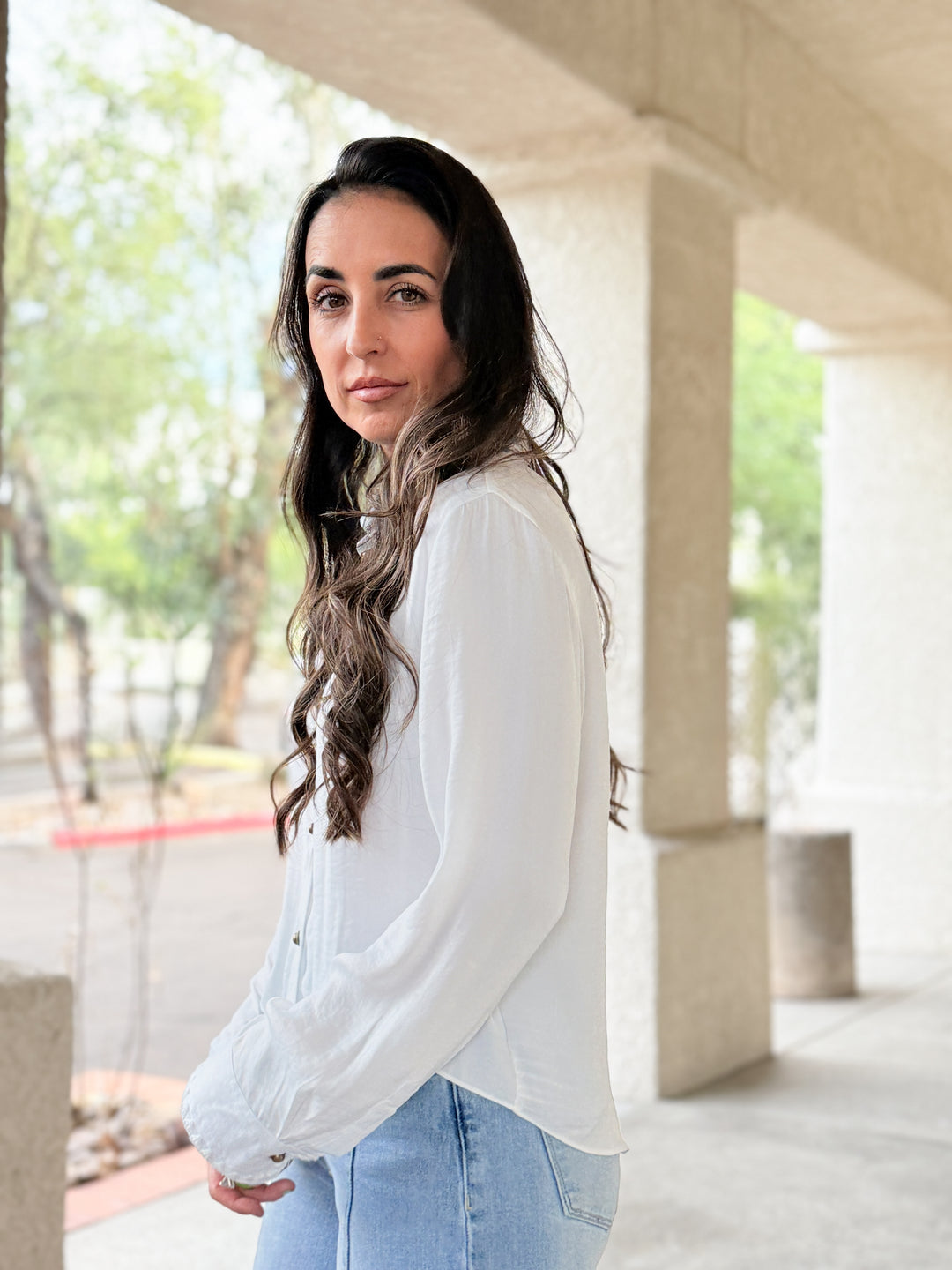 The Amelia Blanket Stitch Blouse - Off White