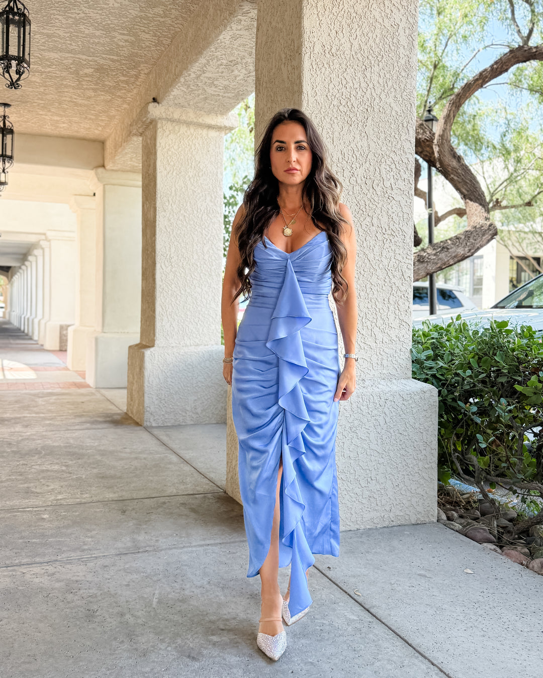 The Elise Satin Midi Dress