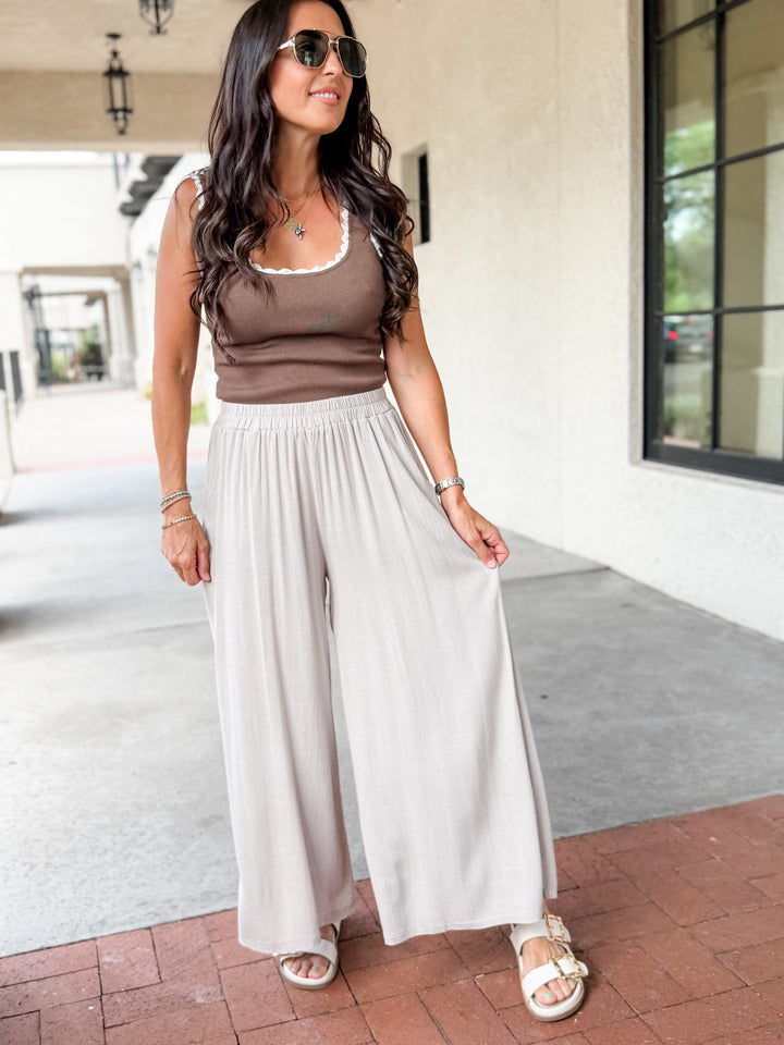 The Margot Pearl Ribbed Tank - Mocha