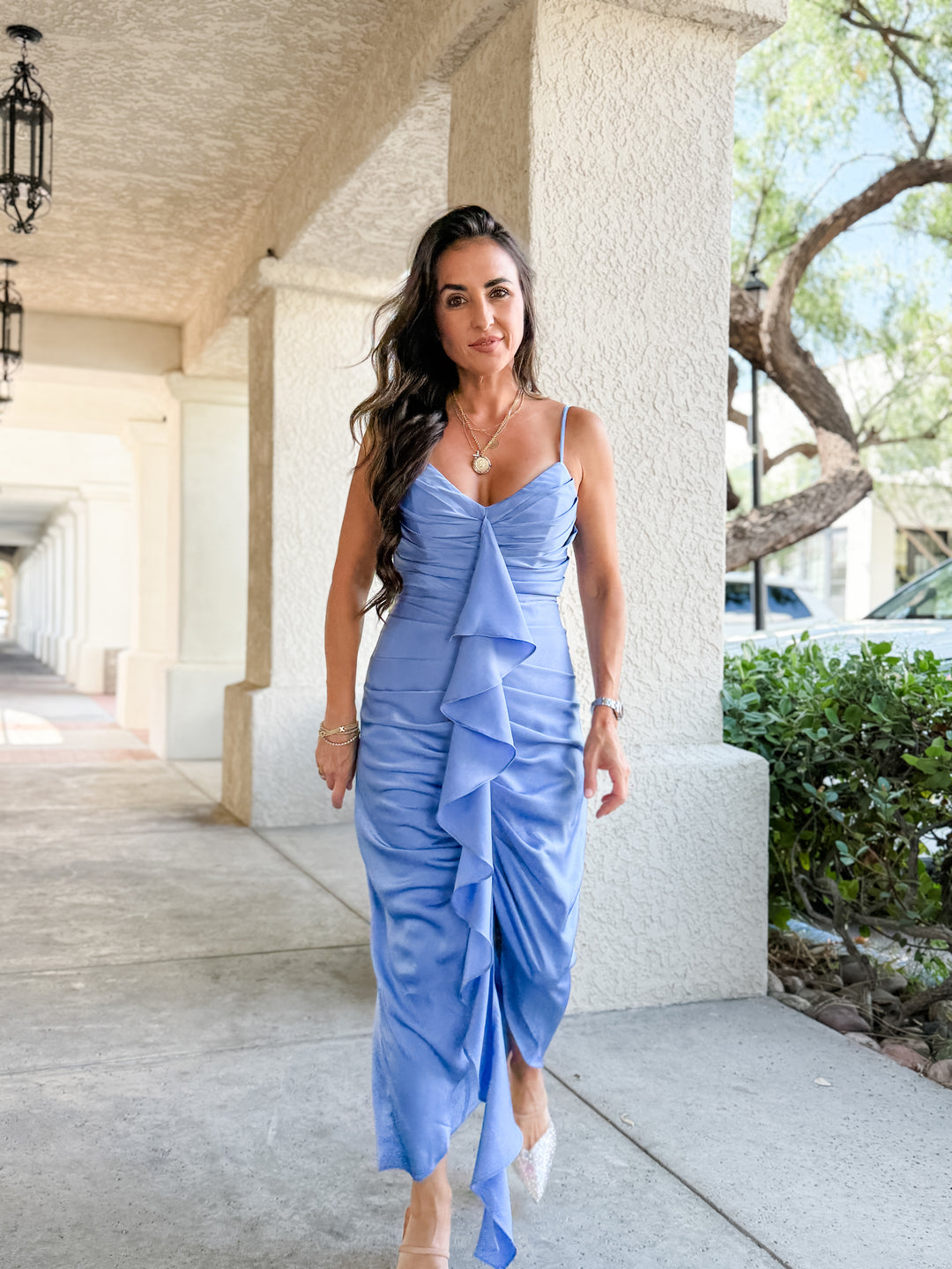 The Elise Satin Midi Dress