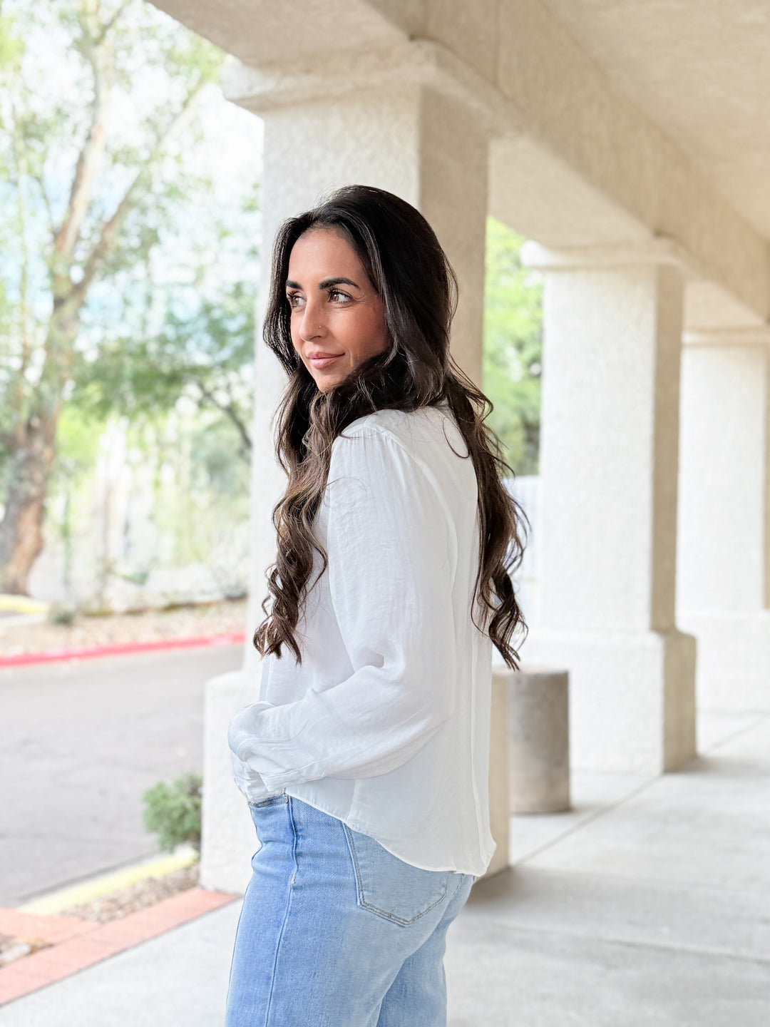 The Amelia Blanket Stitch Blouse - Off White