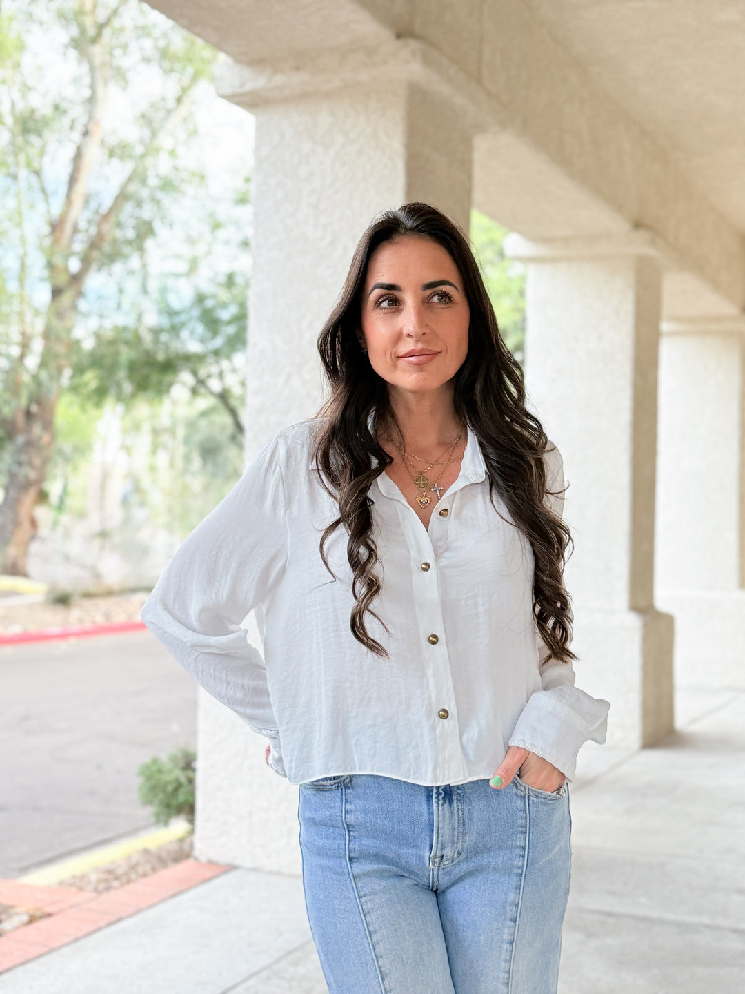 The Amelia Blanket Stitch Blouse - Off White