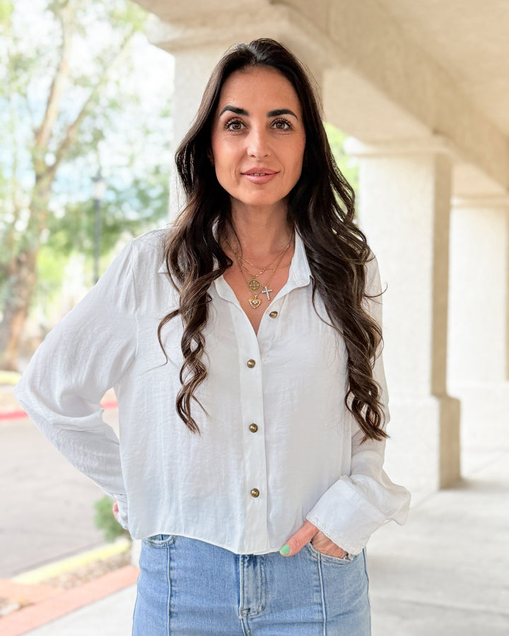 The Amelia Blanket Stitch Blouse - Off White