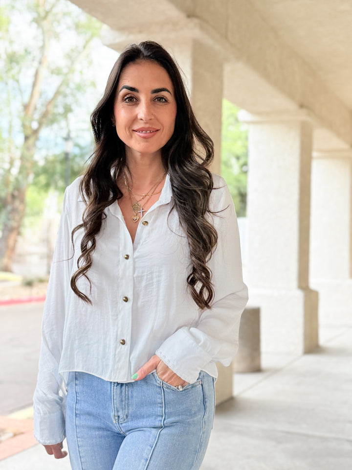 The Amelia Blanket Stitch Blouse - Off White