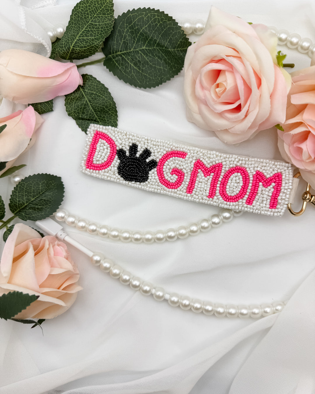 The Dog Mom Beaded Keychain