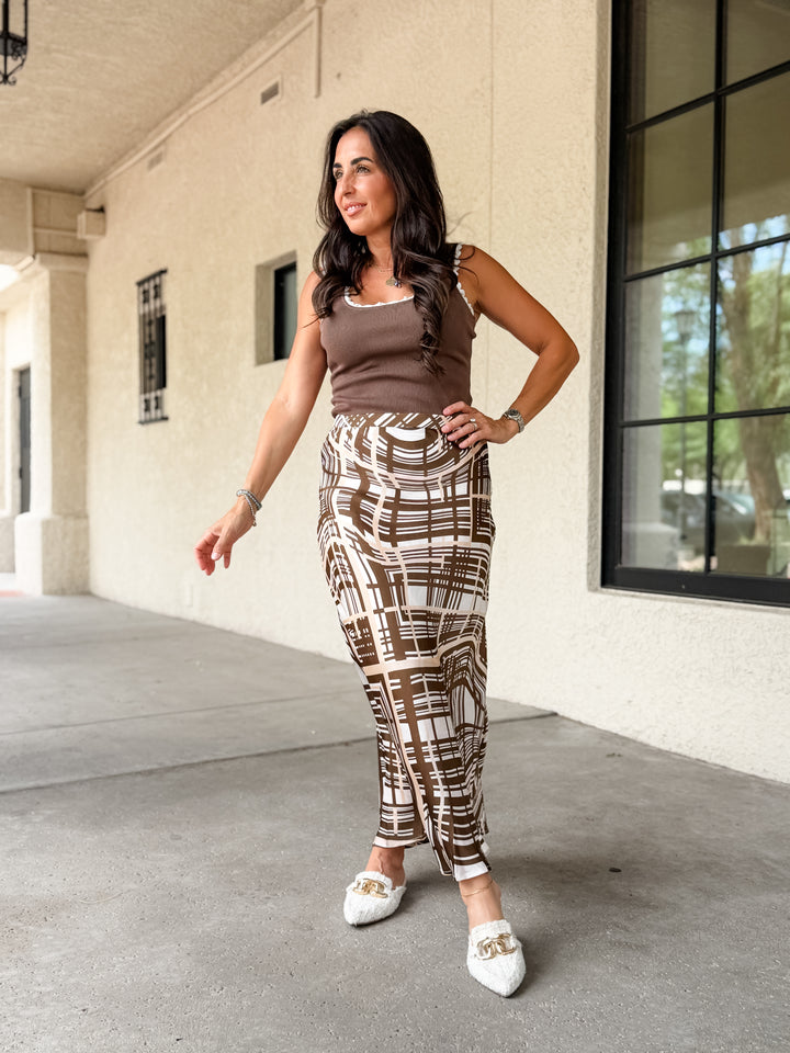 The Margot Pearl Ribbed Tank - Mocha