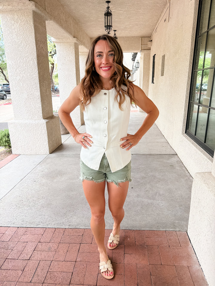 The Genevieve Button-Front Vest Top
