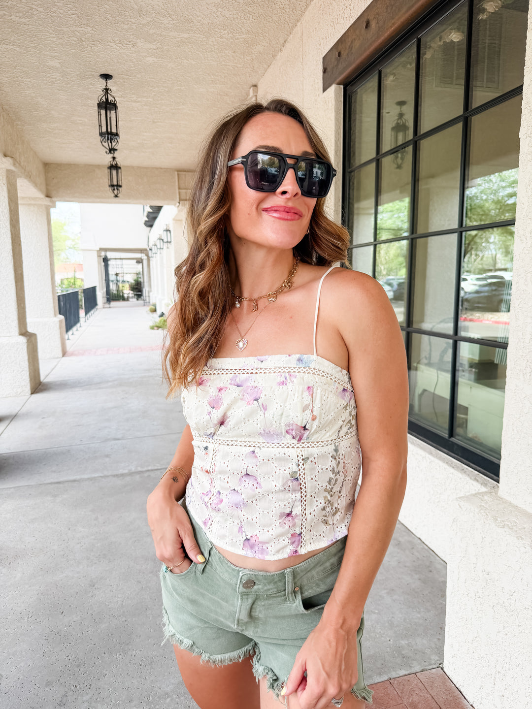 The Eloise Floral Lace Trim Cami Top