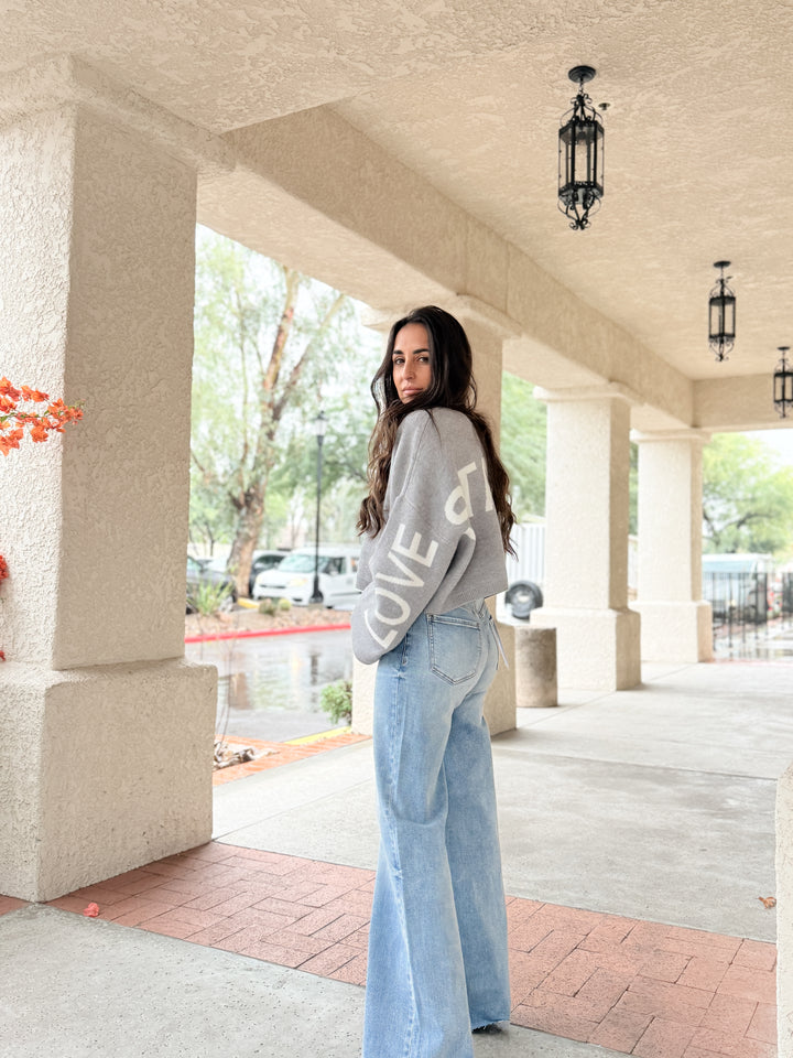 The Love Starts Within Sweater - Gray