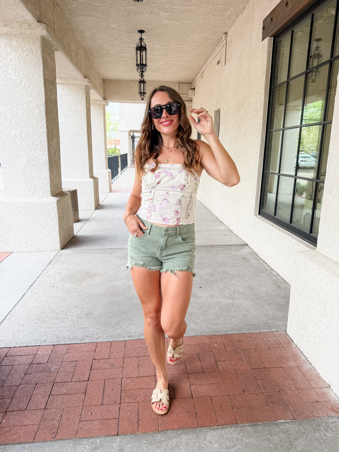 The Eloise Floral Lace Trim Cami Top
