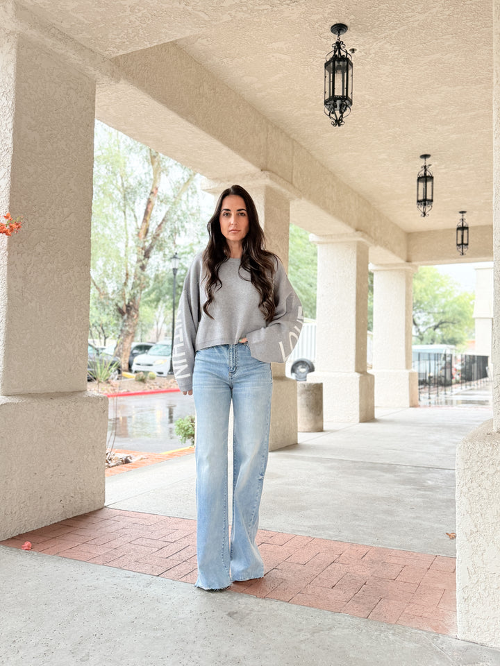 The Love Starts Within Sweater - Gray