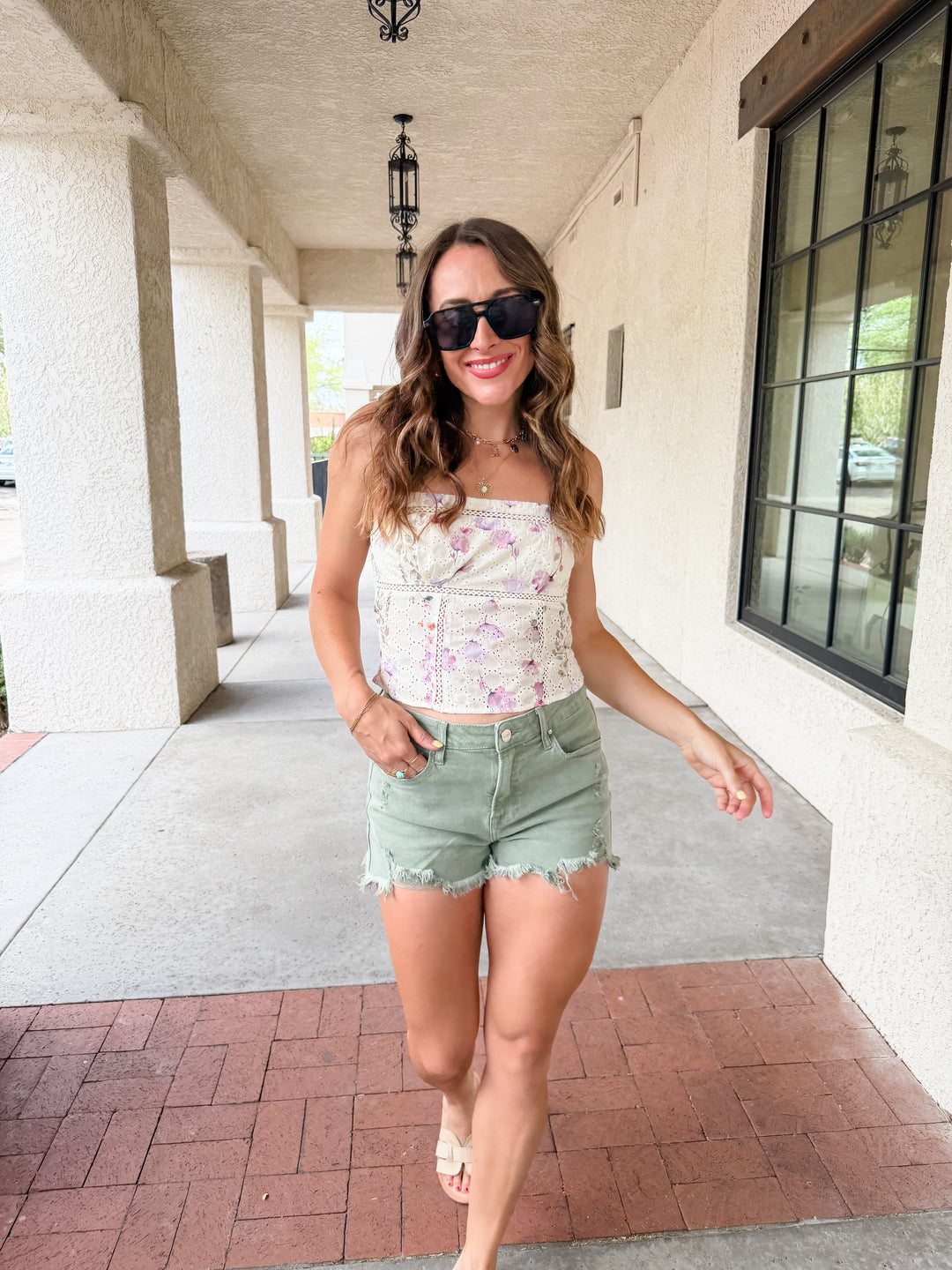 The Eloise Floral Lace Trim Cami Top