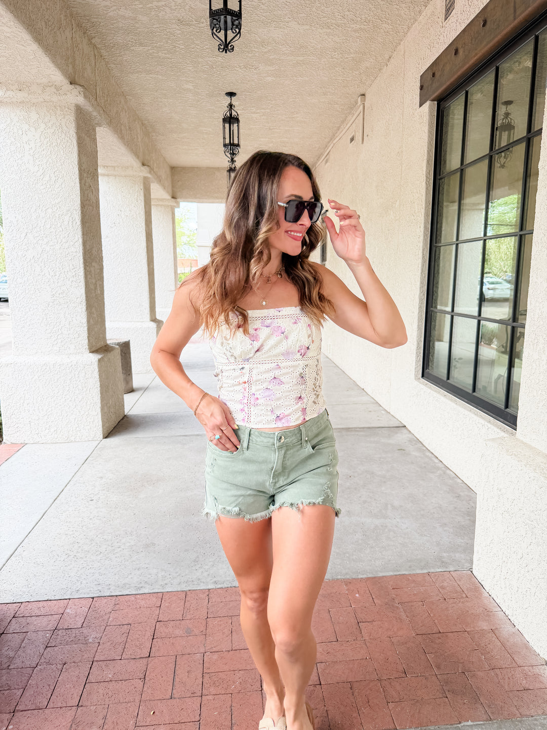 The Jenny Mid Rise Frayed Hem Shorts by Risen