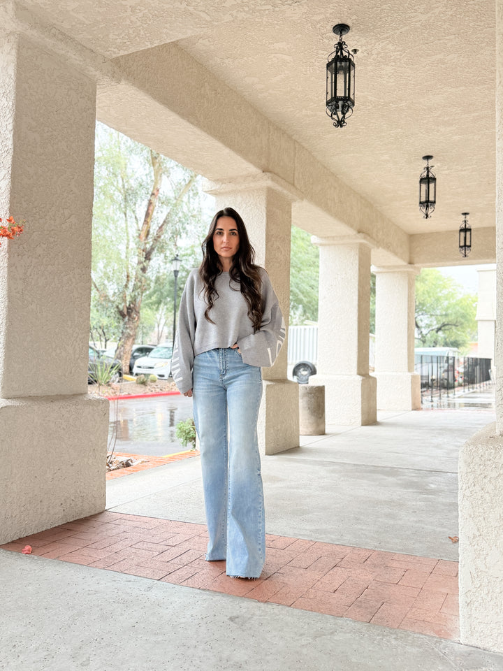 Far Out High Rise Wide in Fools Gold by Daze Denim