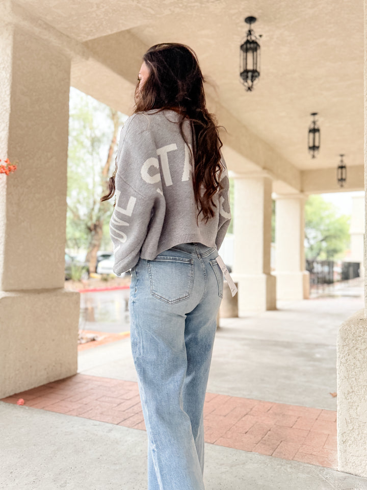 The Love Starts Within Sweater - Gray