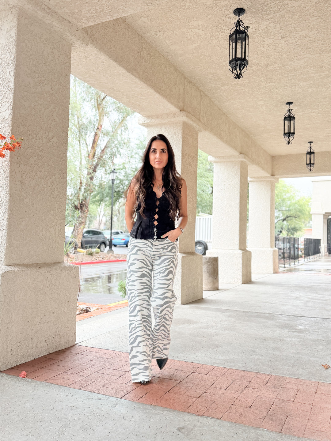 Far Out High Rise Wide in Zebra by Daze Denim