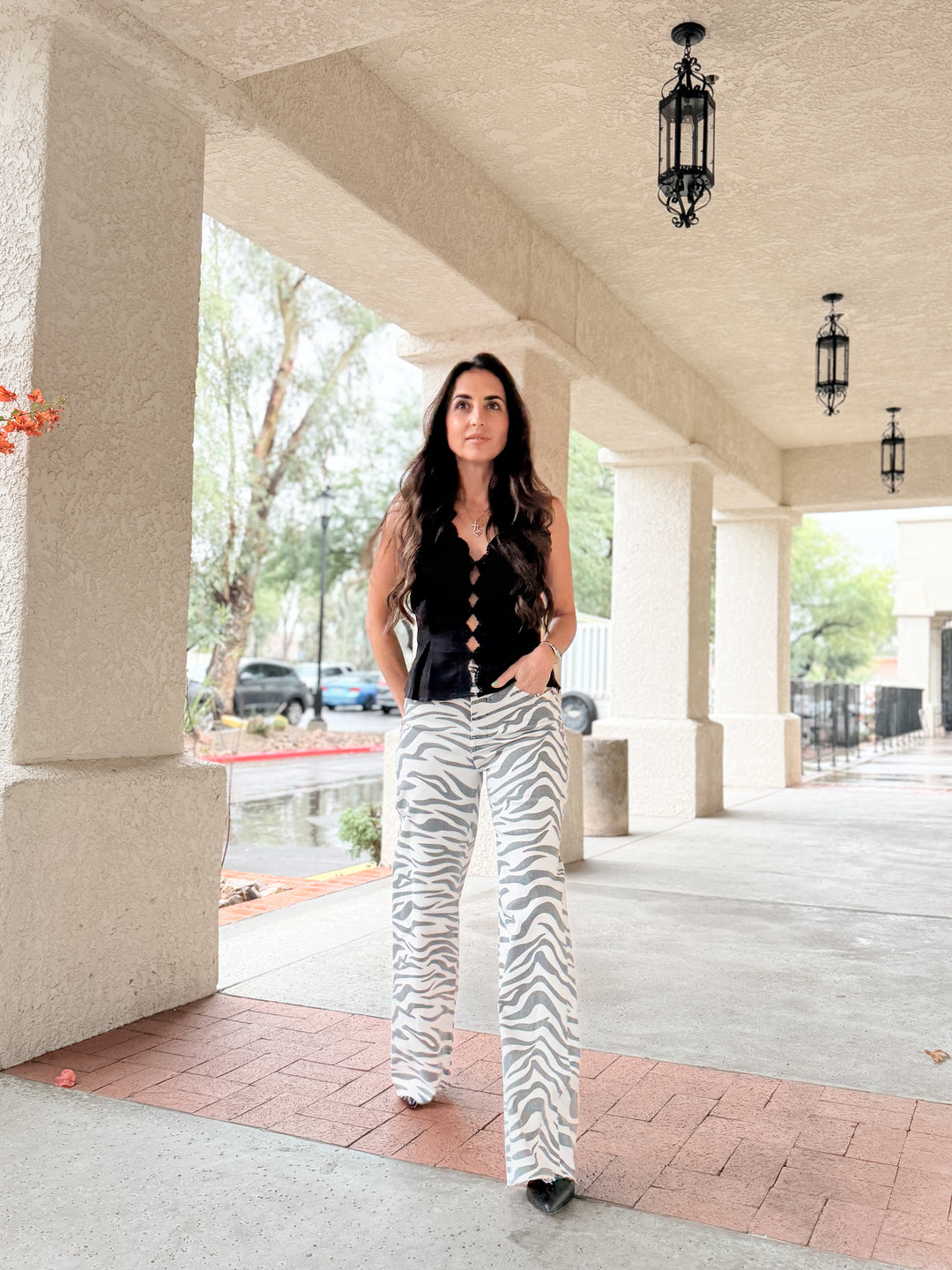 Far Out High Rise Wide in Zebra by Daze Denim