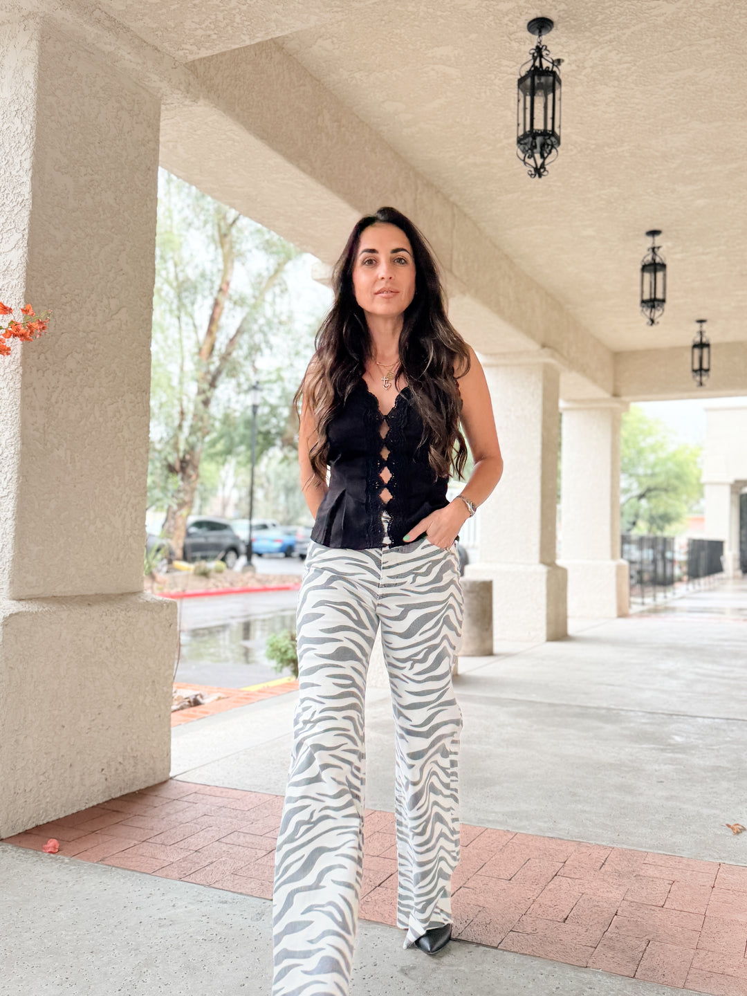 Far Out High Rise Wide in Zebra by Daze Denim