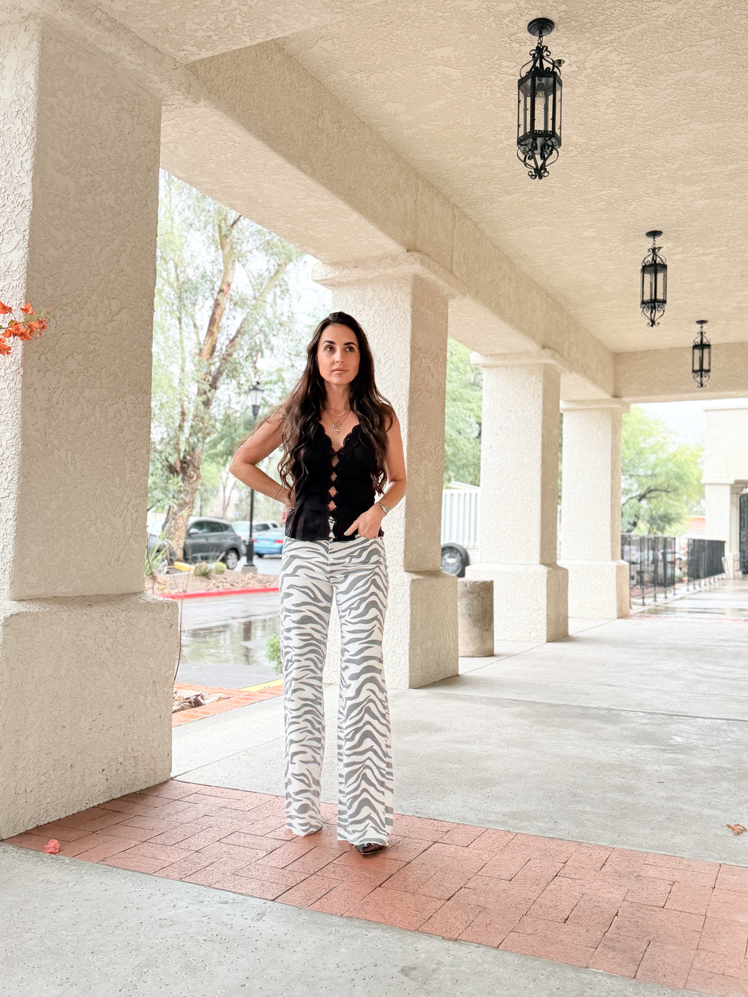 Far Out High Rise Wide in Zebra by Daze Denim