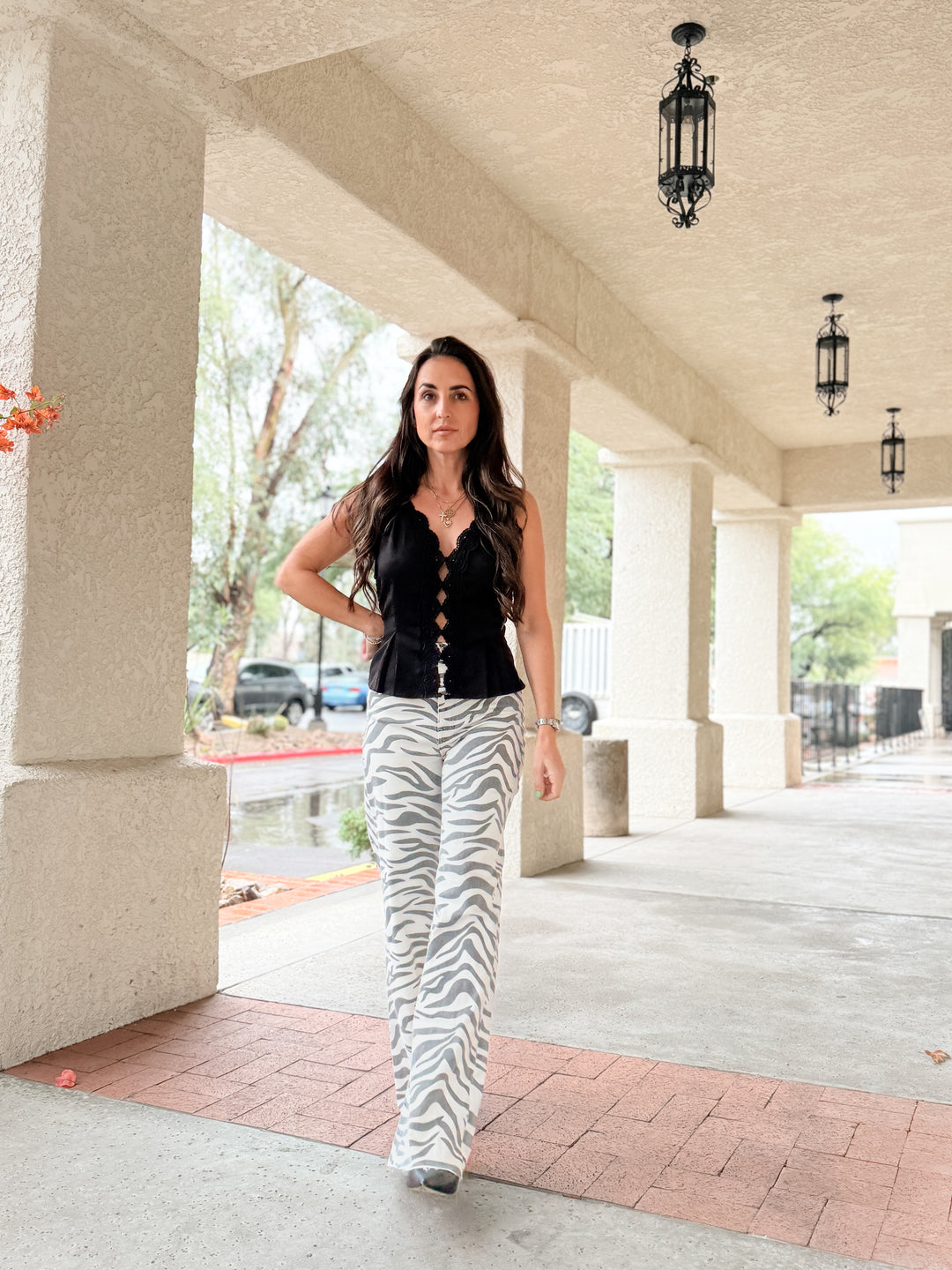 Far Out High Rise Wide in Zebra by Daze Denim