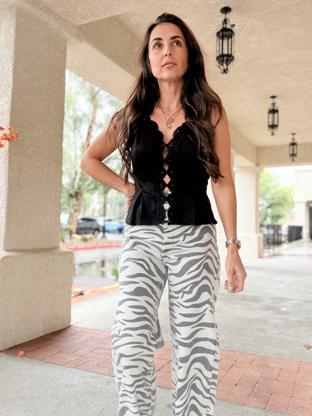 Far Out High Rise Wide in Zebra by Daze Denim