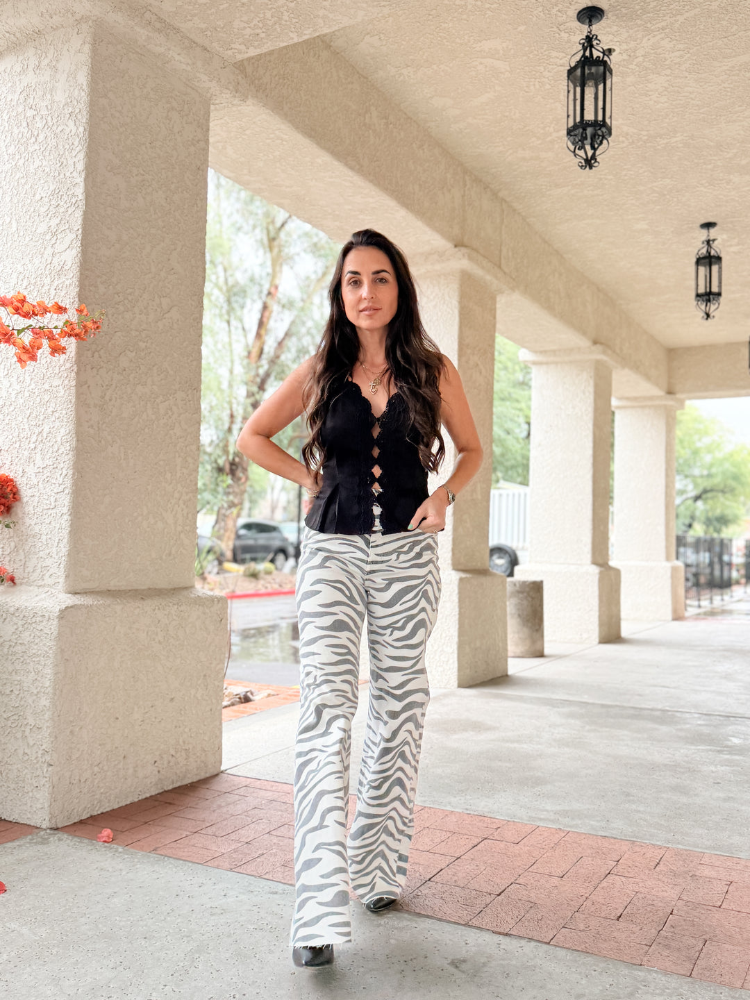 Far Out High Rise Wide in Zebra by Daze Denim